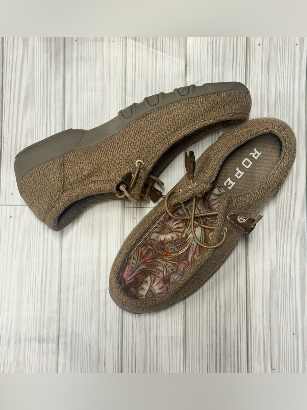 ROPER WOMEN'S CHILLIN' FLORAL CASUAL SHOES MOC TOE SIZE 7.5 Womens EXCELLENT